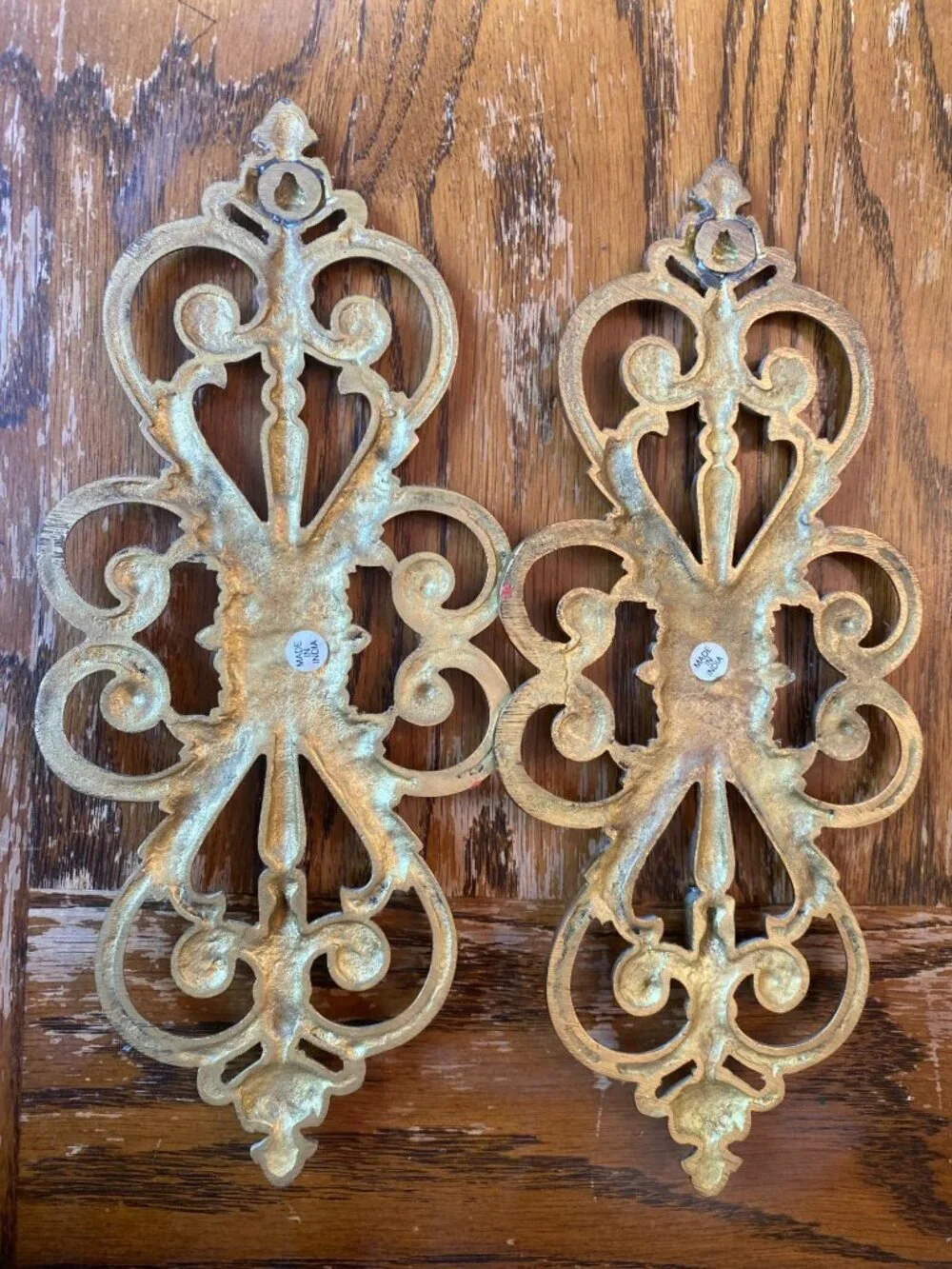 Vintage Solid Brass Hollywood Regency Wall Sconce Pair - Picture 5 of 5